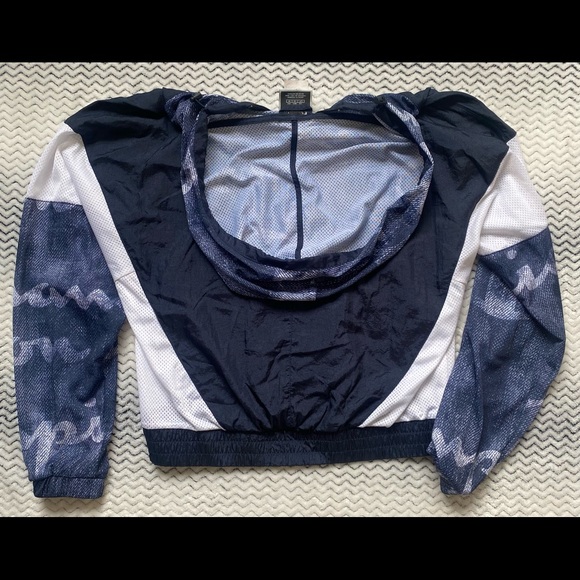 Blue and White Mesh Champion Half Zip Small Pullover Top - Picture 6 of 6